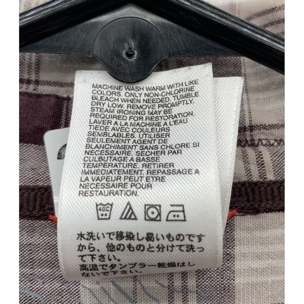 The North Face Button Up Shirt Mens Large L Maroon Gray Plaid Hiking Outdoors
